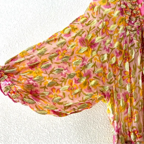 Miss June Paris Sally maxi dress, one size pink orange gold - Picture 8 of 11